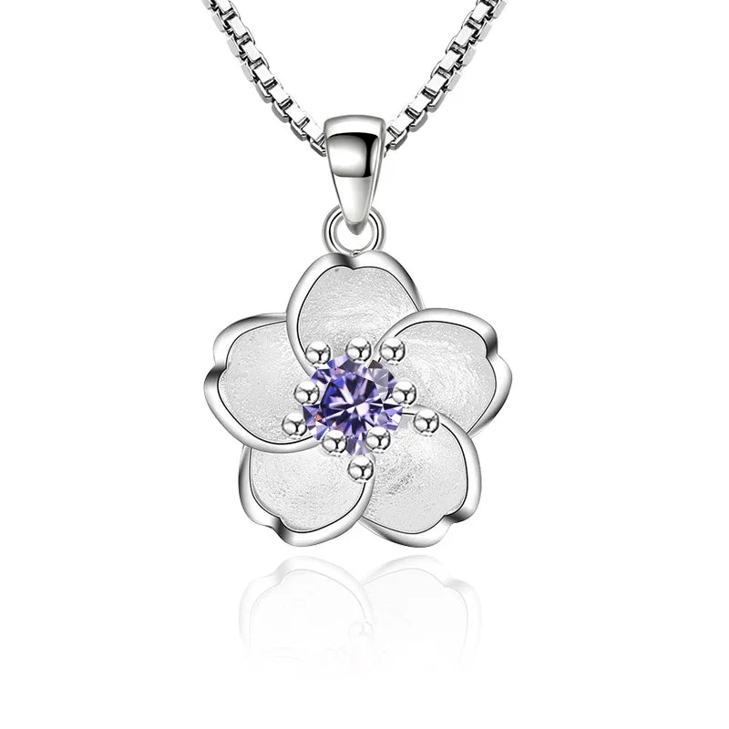 Necklace with Flower Pendant for Women violet
