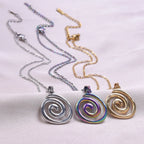 Necklace with large openwork spiral pendant