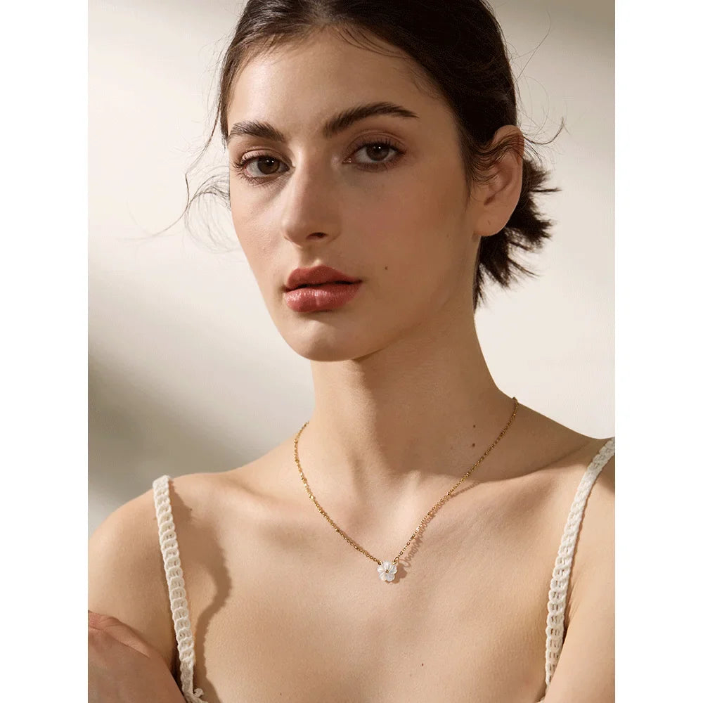 Necklace with a Lovely White Flower Pendant