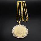 Necklace with Arabic Allah Muslim Islamic amulet pendant in gold
