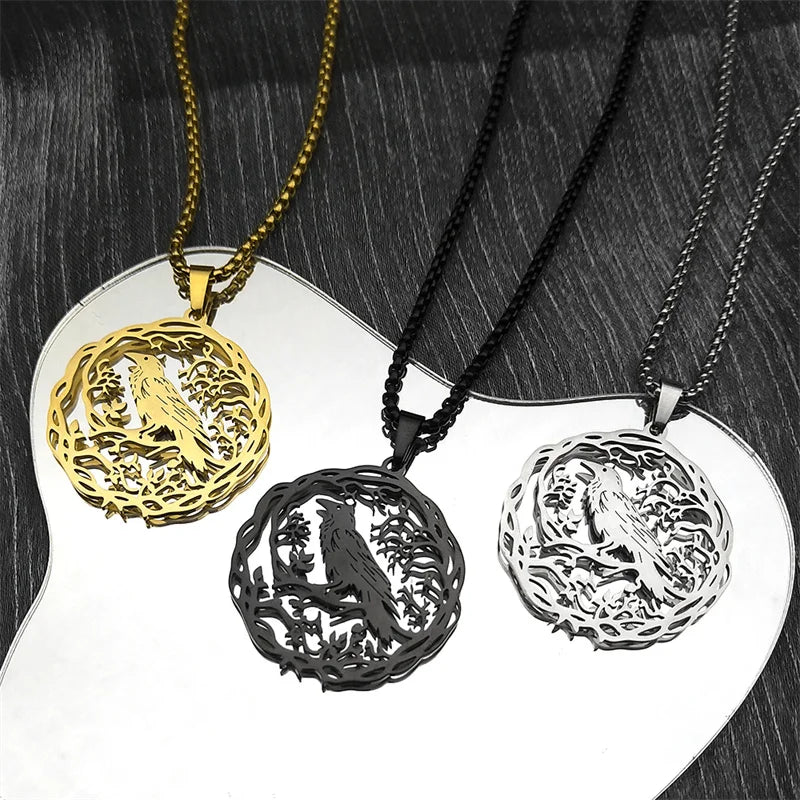 Necklace with Tree Pendant with Bird silver