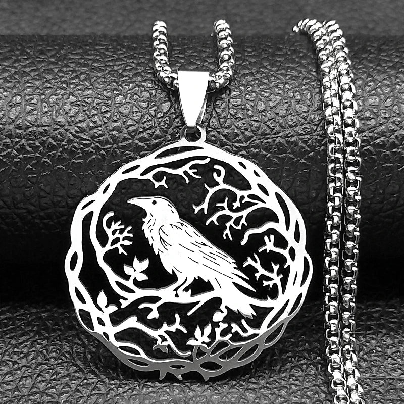 Necklace with Tree Pendant with Bird silver