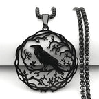 Necklace with Tree Pendant with Bird black