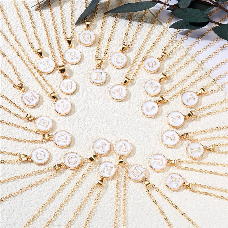 White initial i pendant necklace