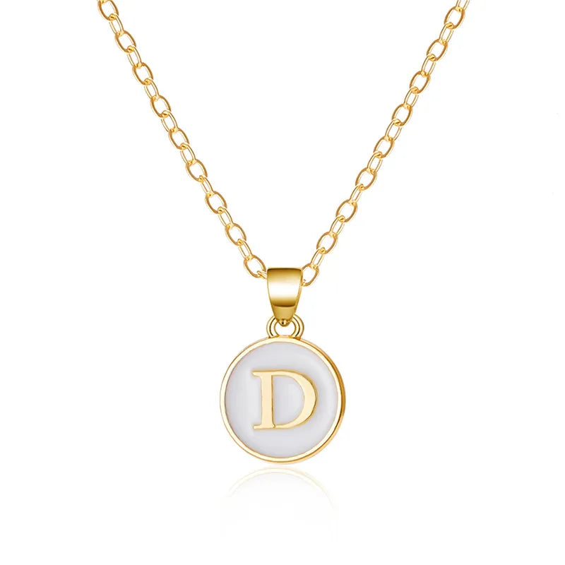 White initial d pendant necklace