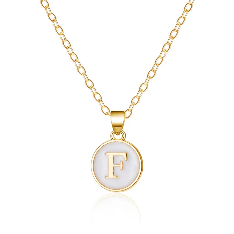 White initial f pendant necklace