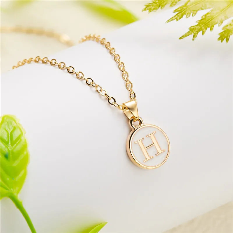 White initial h pendant necklace