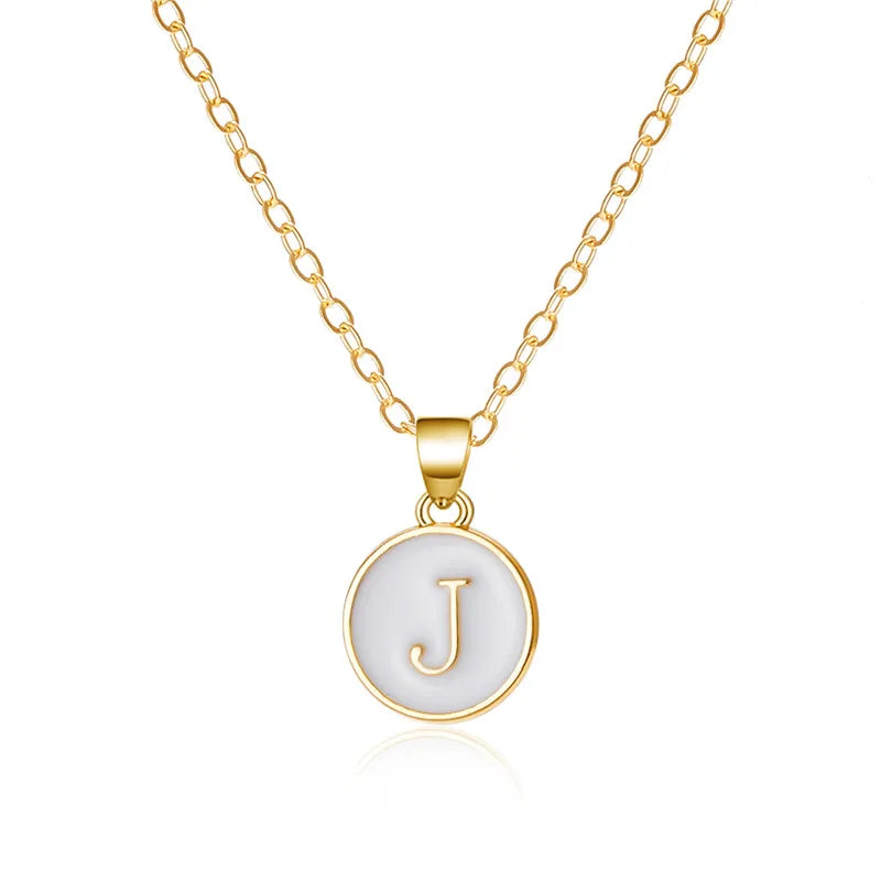 White initial j pendant necklace