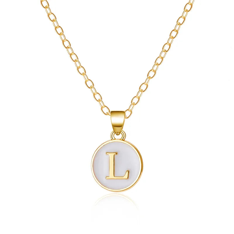 White initial l pendant necklace
