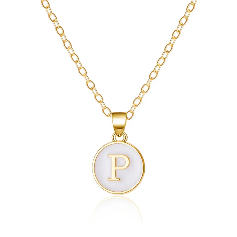 White initial p pendant necklace