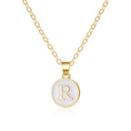 White initial r pendant necklace