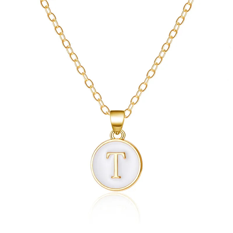 White initial t pendant necklace