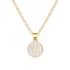 White initial u pendant necklace