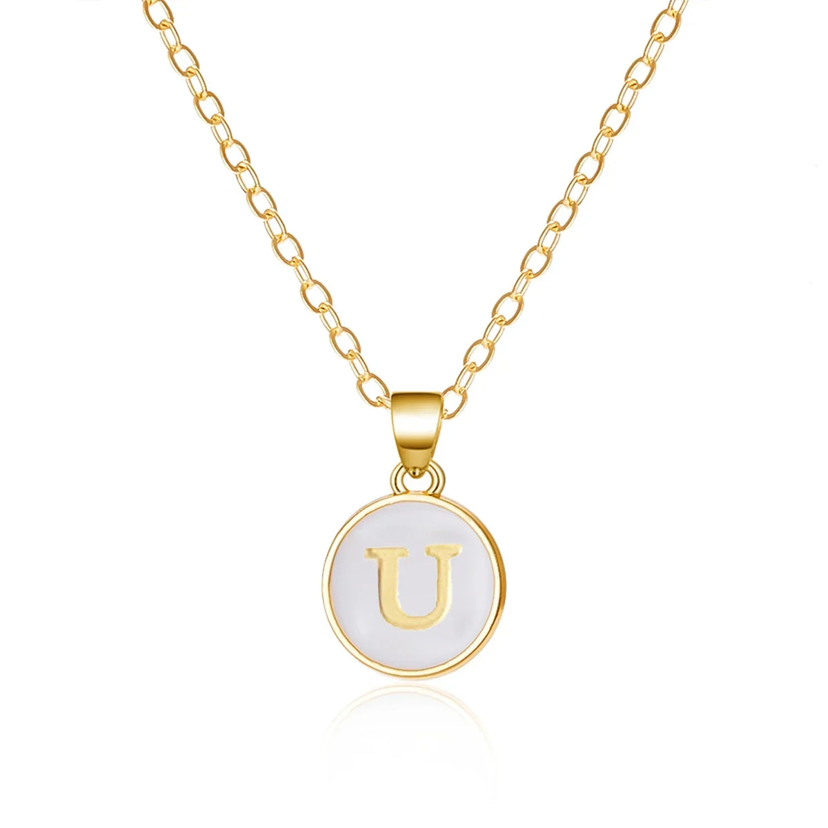 White initial u pendant necklace