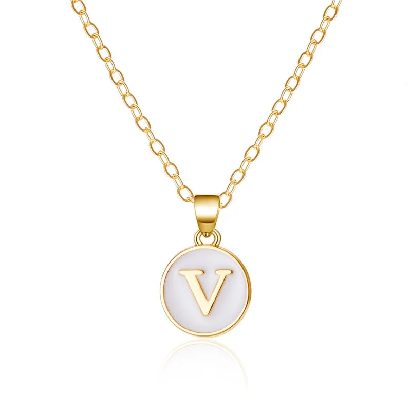 White initial v pendant necklace