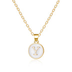 White initial y pendant necklace