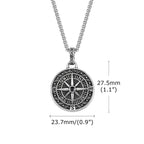 Compass Necklace with Nautical Wind Rose Pendant
