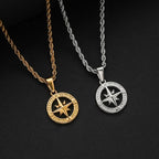 Compass Rose Pendant Necklace gold