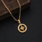 Compass Rose Pendant Necklace gold