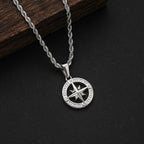 Compass Rose Pendant Necklace silver