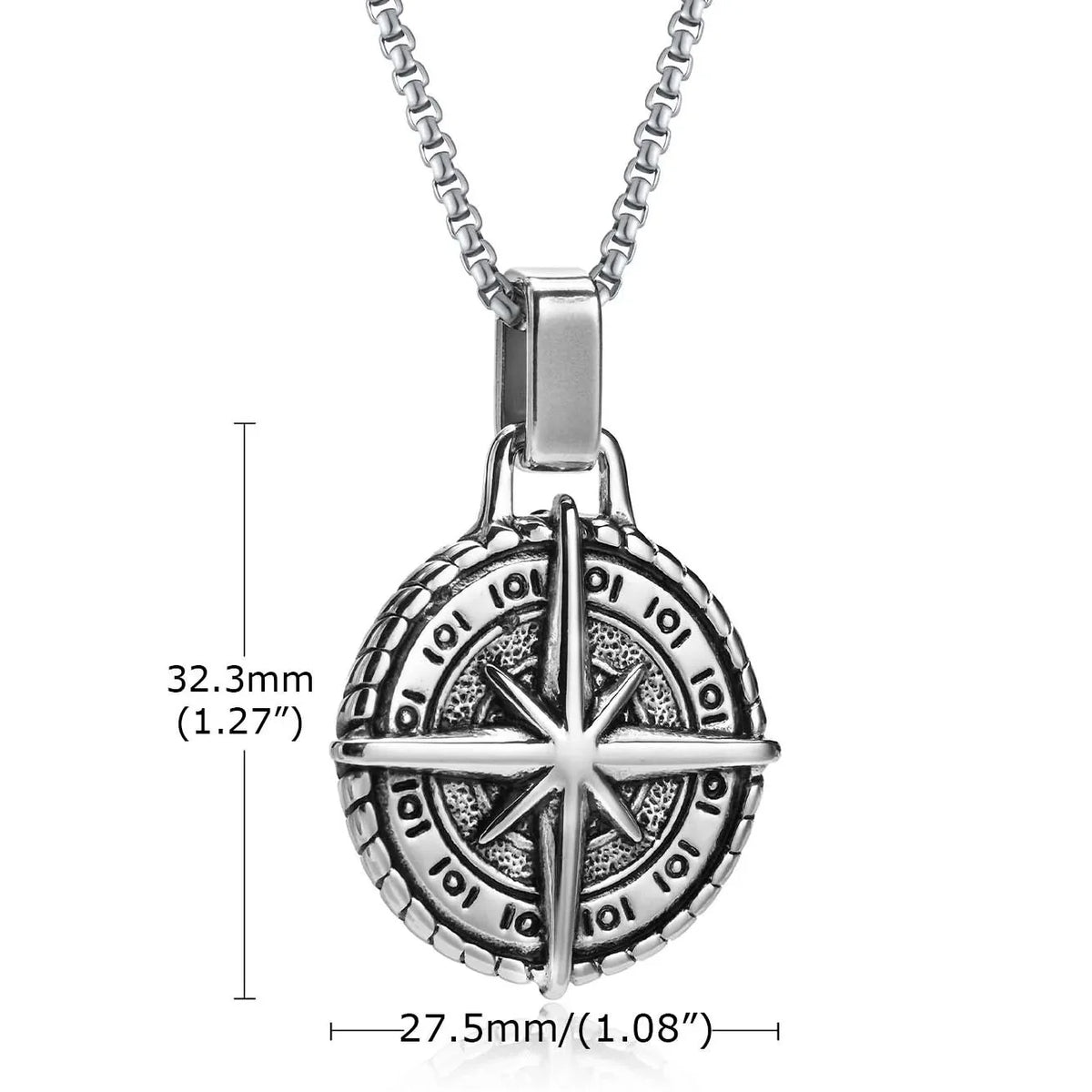 Compass Rose Pendant Necklace for Men