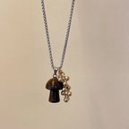 Necklace with Autumn Mushroom Pendant brown
