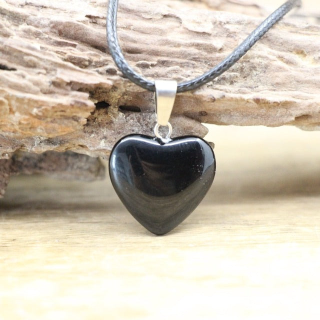 Necklace with Heart Agate Stone Pendant