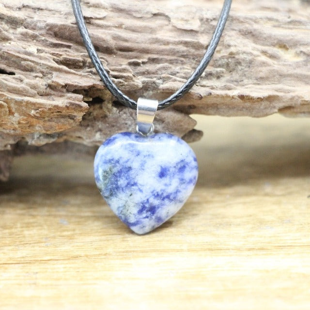 Necklace with Heart Agate Stone Pendant