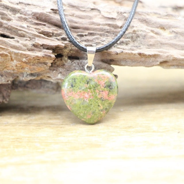 Necklace with Heart Agate Stone Pendant