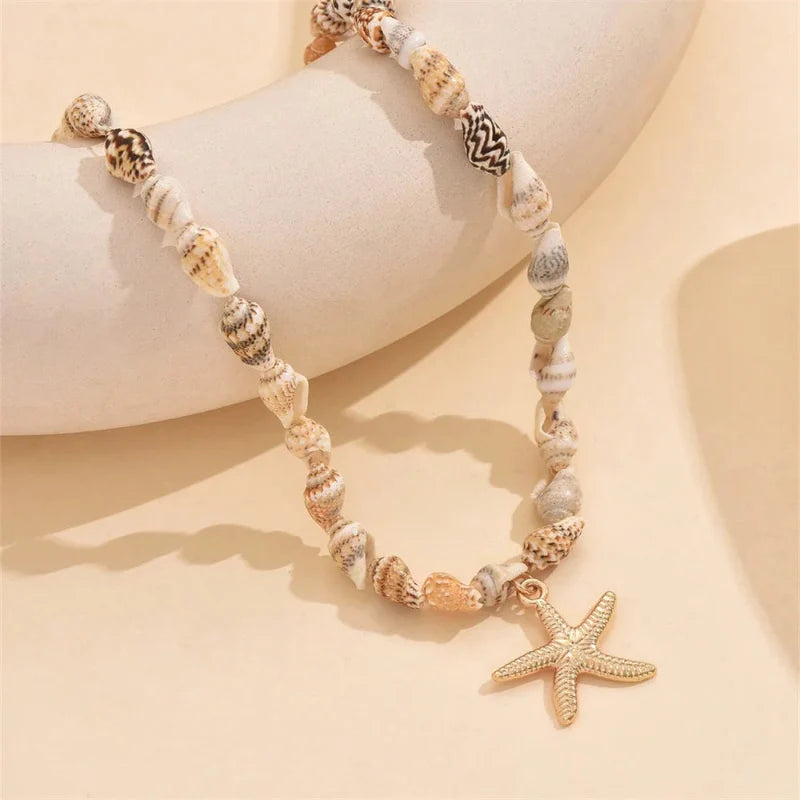 Necklace with Seashell Starfish Pendant
