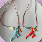 Necklace with Coral Pendant and Red Fish