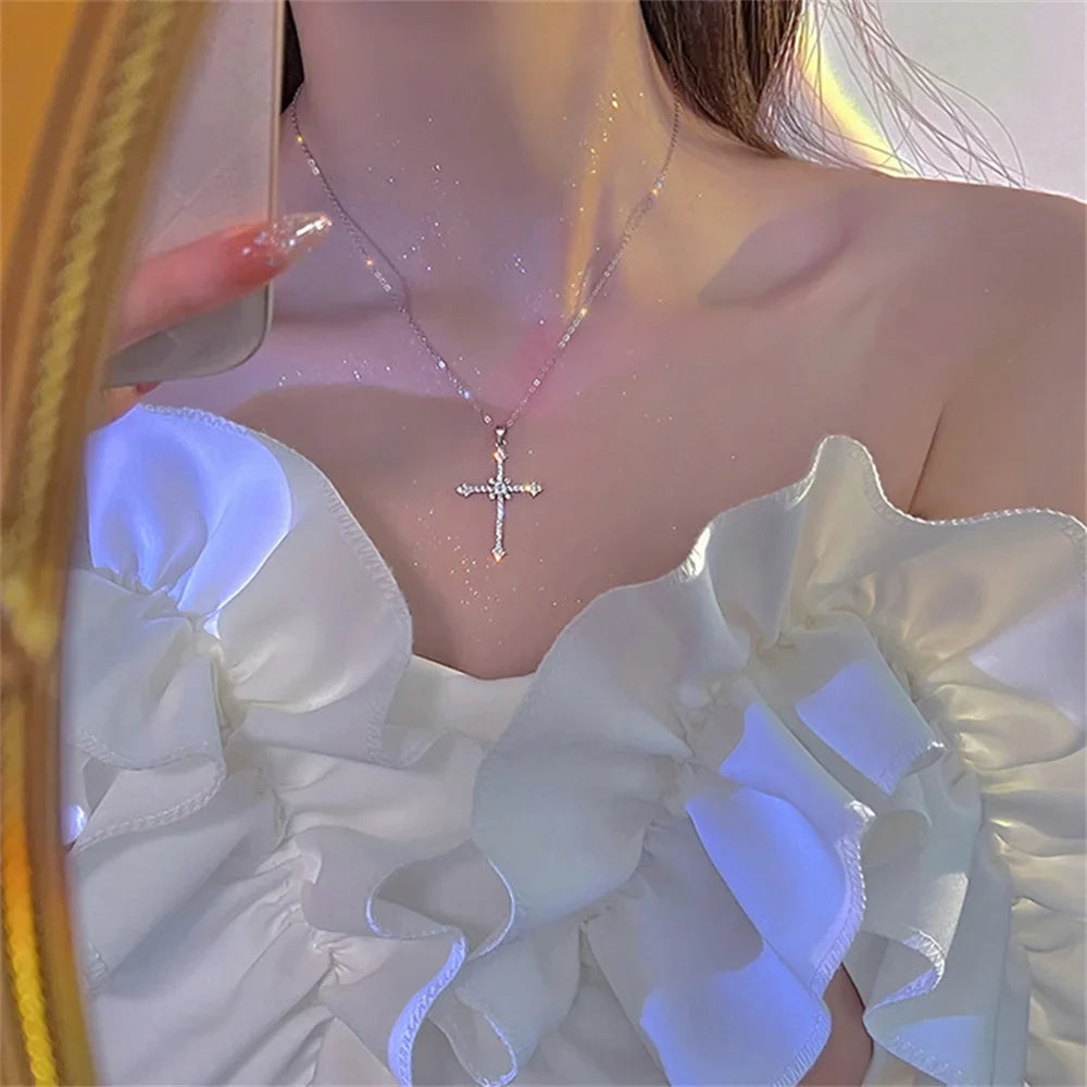 Necklace with Zircon Cross Pendant