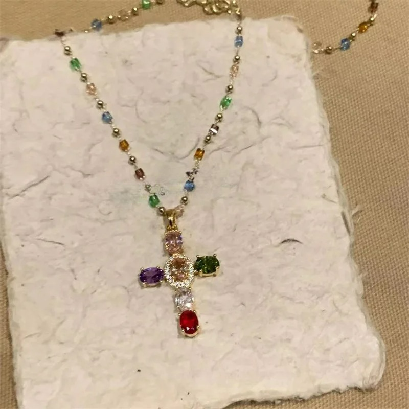 Cross Pendant Necklace with Zircon for Women
