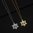 Necklace with cross pendant and the Star of David, orthodox Jewish symbols, gold