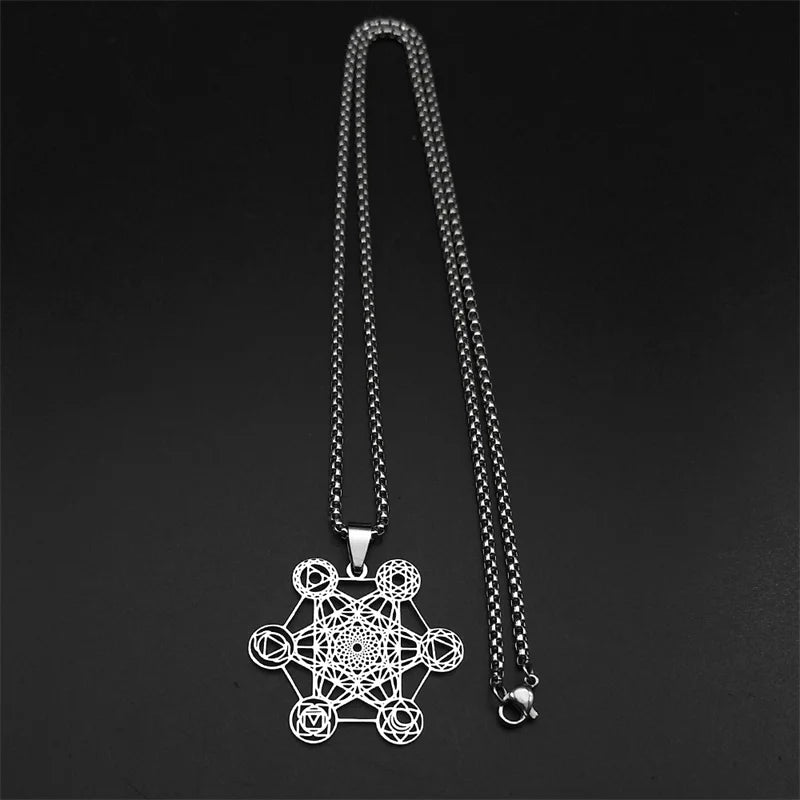 Metatron's Cube Pendant Necklace in silver