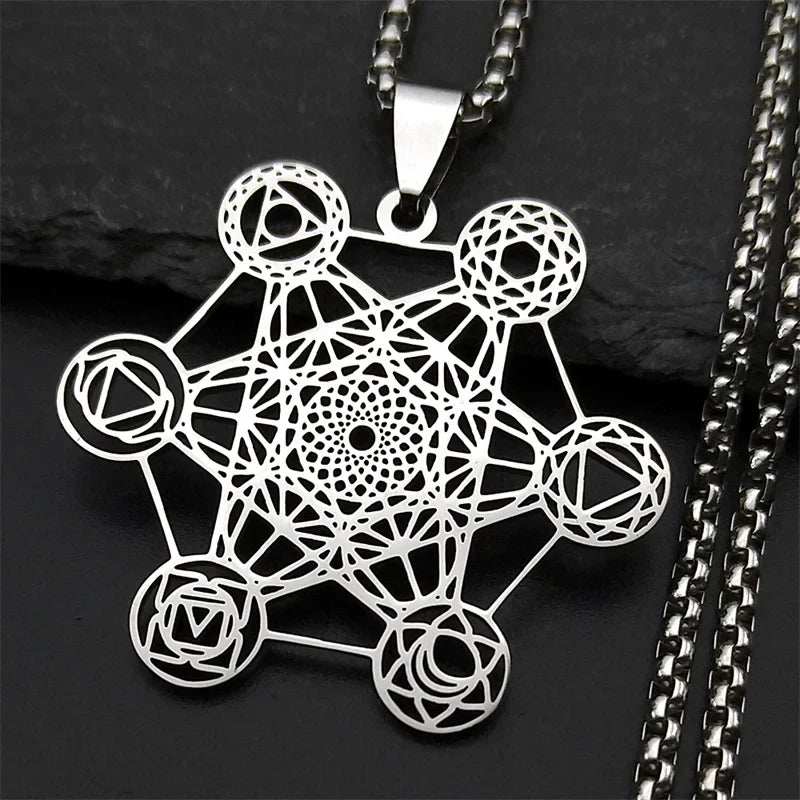 Metatron's Cube Pendant Necklace in silver