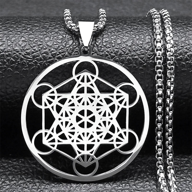 Necklace with Metatron's Cube Pendant silver