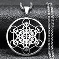Necklace with Metatron's Cube Pendant silver