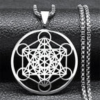 Necklace with Metatron's Cube Pendant silver