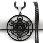 Necklace with Metatron's Cube Pendant black