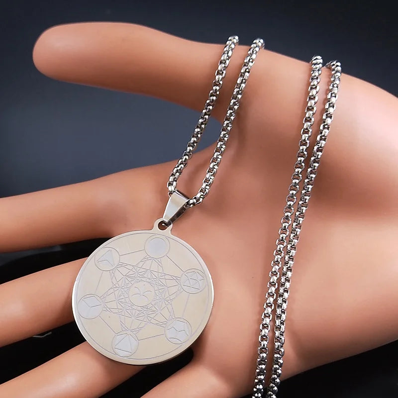 Necklace with Metatron's Cube Pendant for Men or Women 