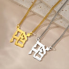 Necklace with blessing pendant and Jewish Hebrew Yeshoua symbol in gold