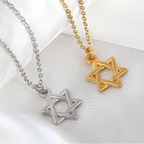 Necklace with symbolic Jewish Star of David pendant in gold