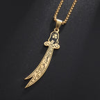 Imam Ali Zulfiqar Arabic Islamic Muslim Pendant Necklace Gold