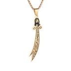 Imam Ali Zulfiqar Arabic Islamic Muslim Pendant Necklace Gold
