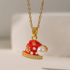 Necklace with Christmas Hat Pendant