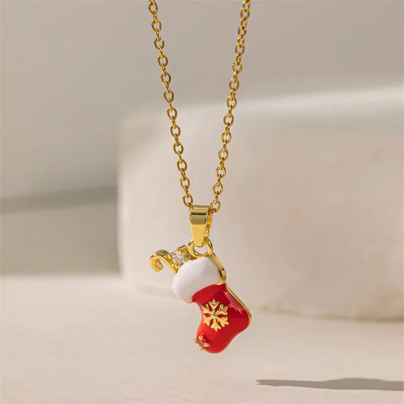 Necklace with Christmas Boot Pendant
