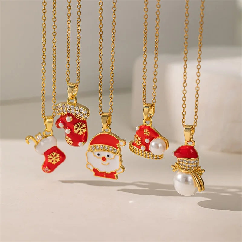 Necklace with Snowman Christmas Pendant