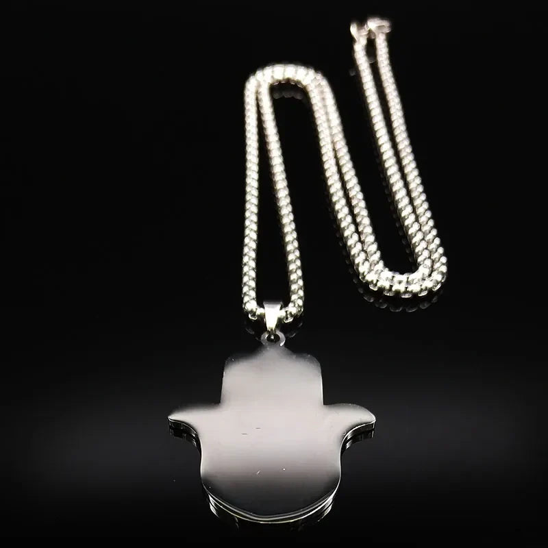 Men's necklace with evil eye protection pendant and Arabic Hamsa hand