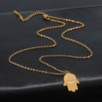 Necklace with protective Star of David and Hamsa pendant, Jewish, gold